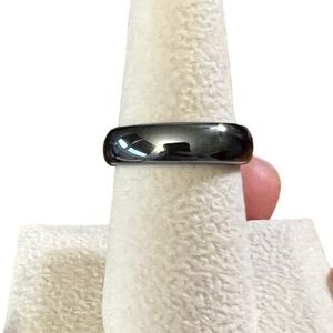 Hematite Gunmetal Black 1/4 Inch Band Ring